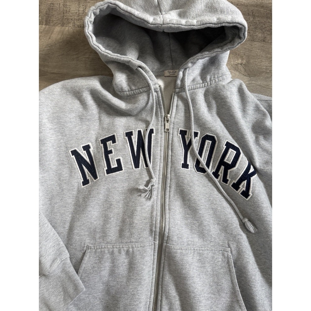 Brandy Melville John Galt Hoodie Women's Gray New York Full Zip Oversized OS - Picture 2 of 5